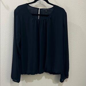Tommy Hilfiger Navy Blue Long-Sleeve Scoop Neck Blouse
